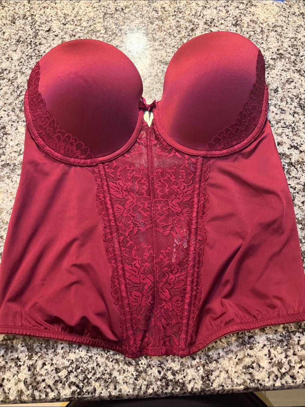 Strapless Longline Bustier in Wine